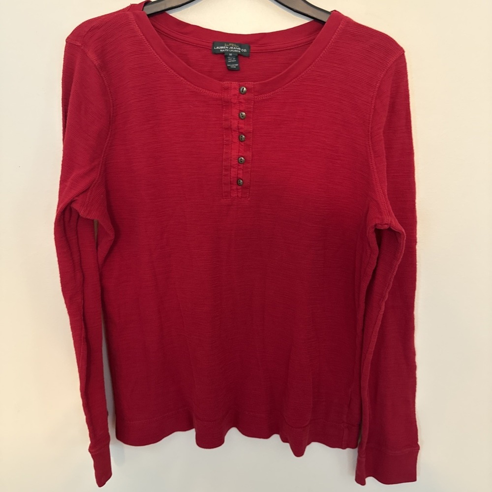 LRL Ralph Lauren Red Knit Pullover Womens‎ XL Long Sleeve